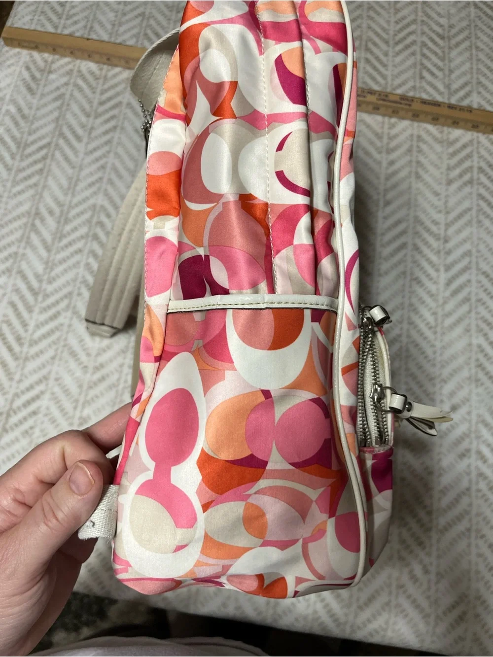 Coach Pink Multi Signature Circle Print Backpack